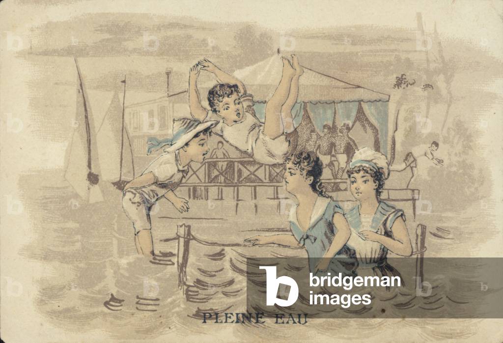 Children Playing in the Water (chromolitho)