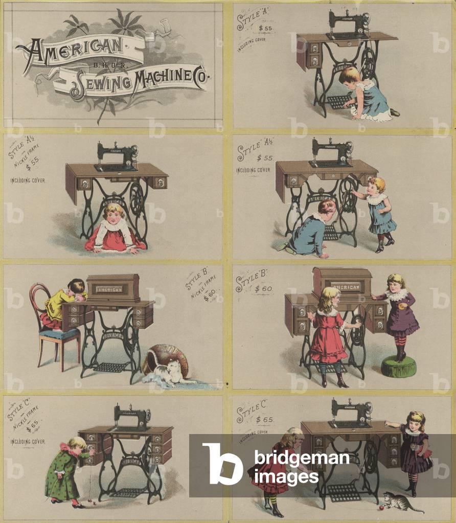 Advertisement for the American Sewing Machine Company (colour litho)