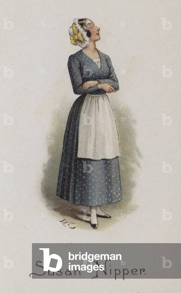 Character from Charles Dickens' Dombey and Son: Susan Nipper (colour litho)