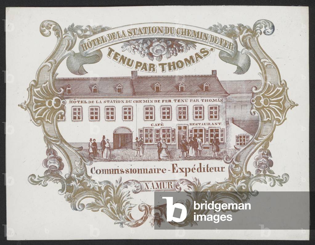 Hotel De La Station Du Chemin De Fer, Thomas, Namur (engraving)