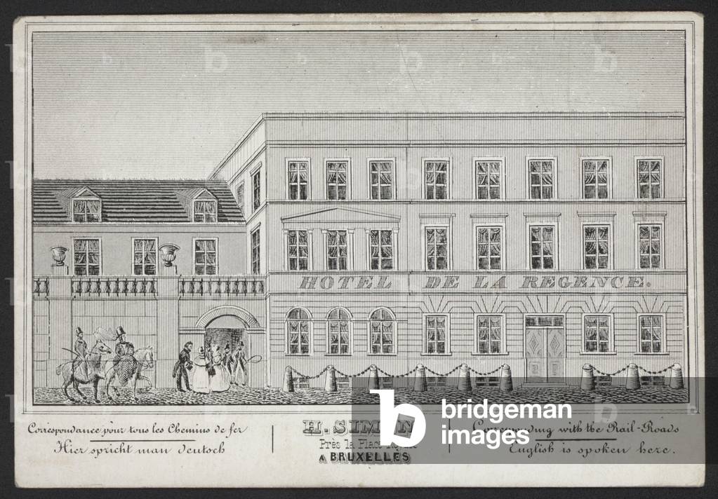 Hotel De La Regence, H Simon, Bruxelles (engraving)