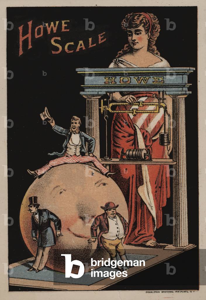 Advertisement for Howe weighing scales (chromolitho)