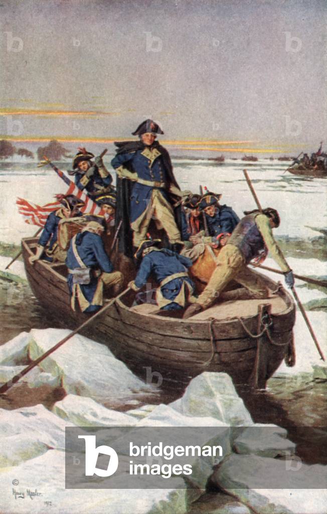 George Washington crossing the Delaware (colour litho)