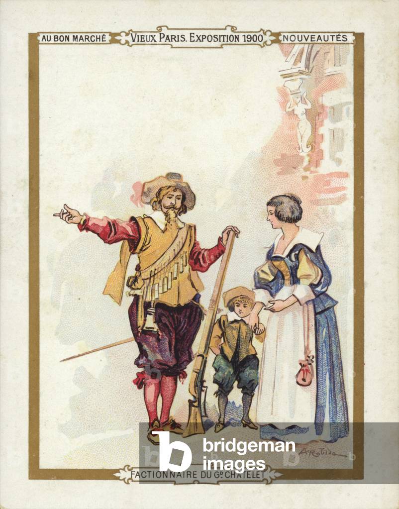 Paris Exposition 1900, Cavalier showing the way (chromolitho)