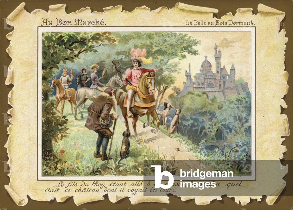 Sleeping Beauty, Prince on Horseback (chromolitho)