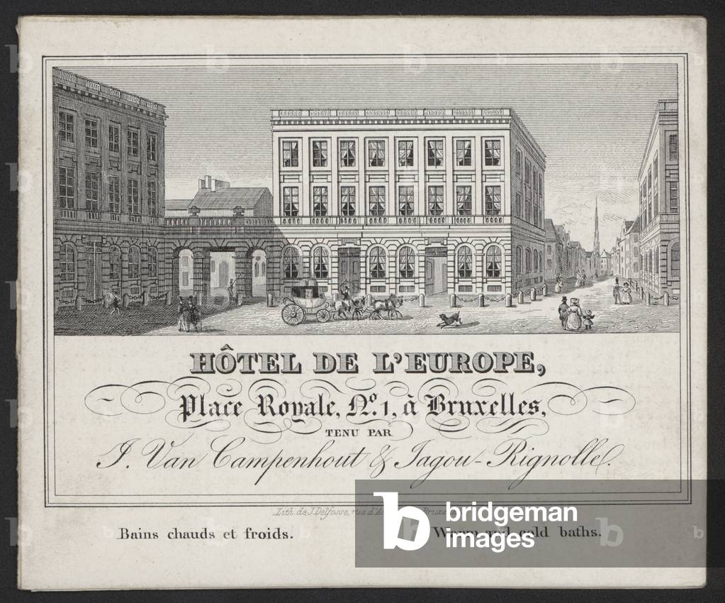Hotel De LEurope, Bruxelles, J Van Campenhout & Jagou Rignolle (engraving)
