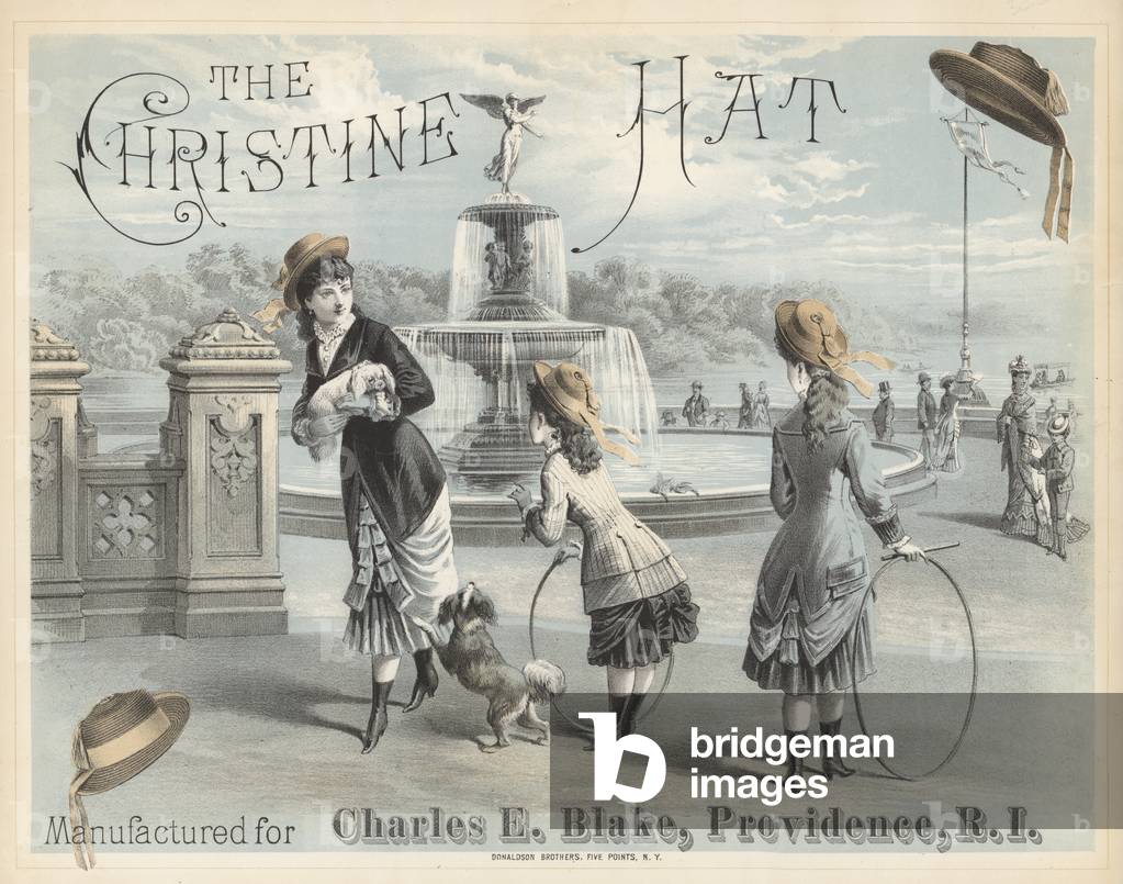 Advertisement for the Christine hat (colour litho)