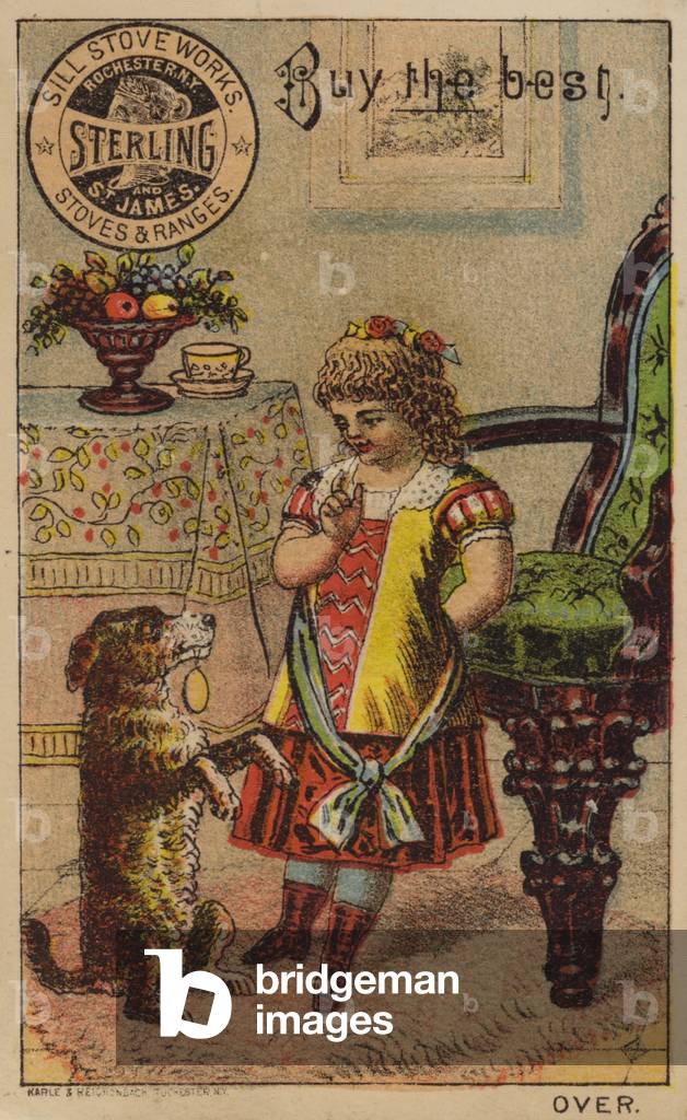 Girl and Begging Dog (chromolitho)