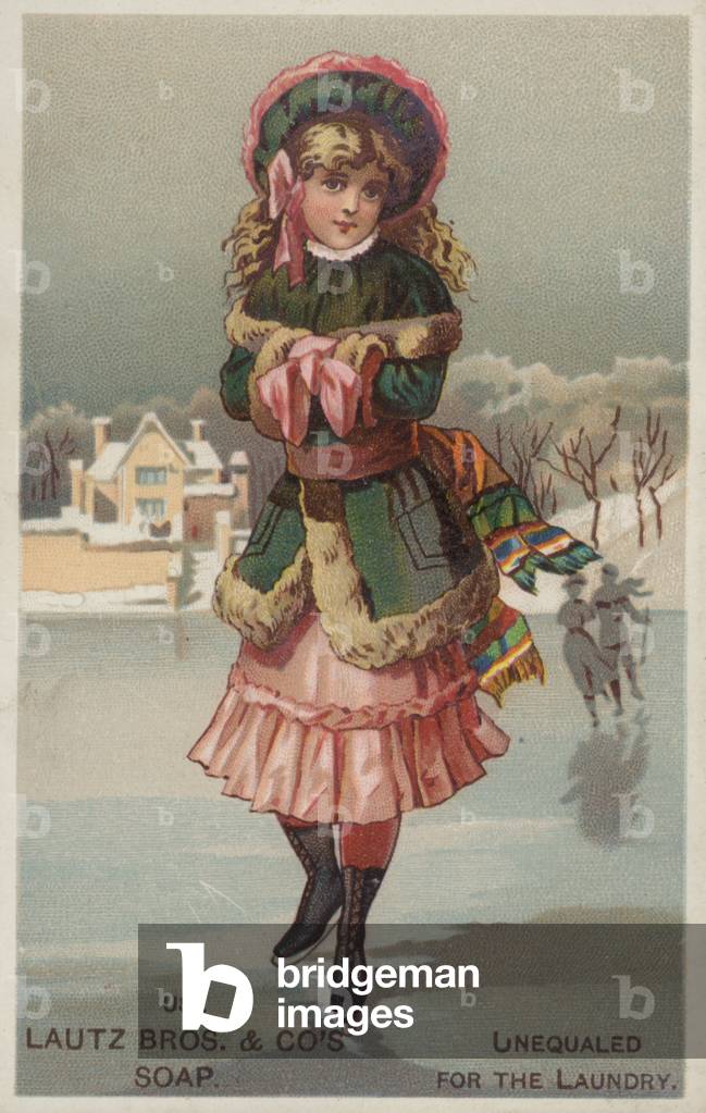 Girl Ice Skating (chromolitho)