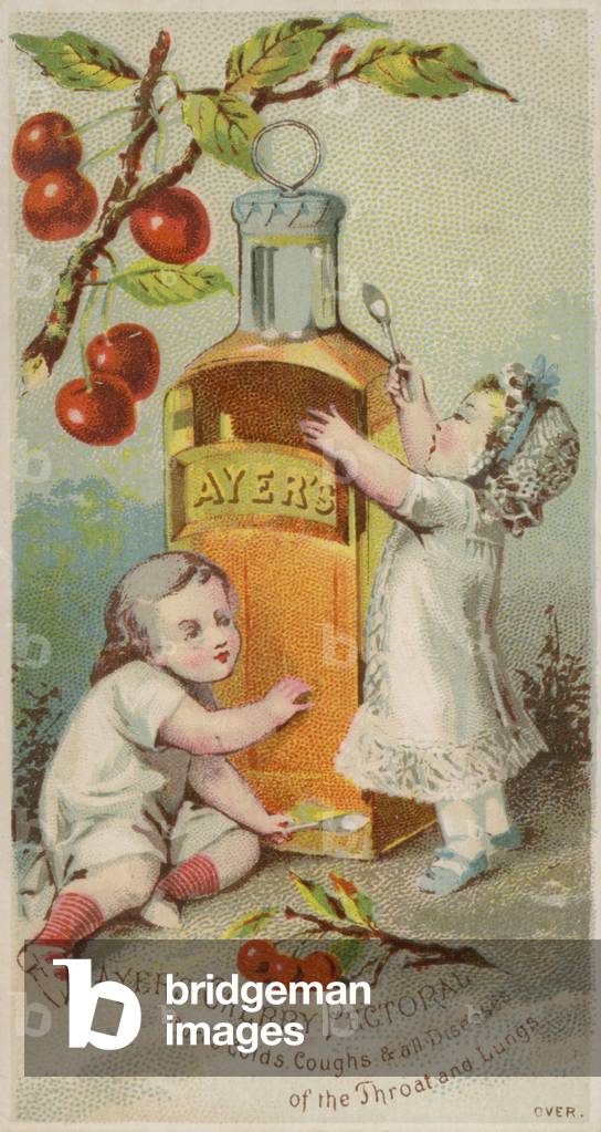 Children Looking At Medicine Bottle (chromolitho)