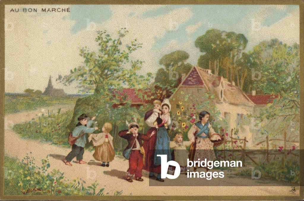 Women and Children Walking (chromolitho)