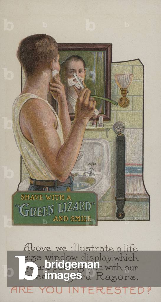 Shave with a Green Lizard and smile (chromolitho)