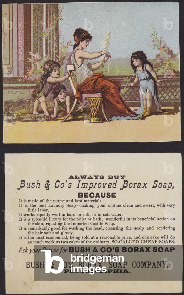 Ancient Greek or Roman children with their mother (chromolitho)