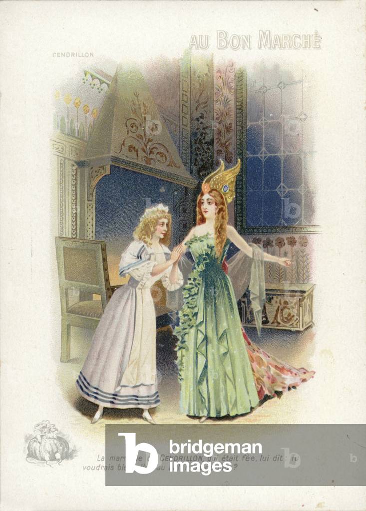 Cinderella and the Fairy Godmother (chromolitho)