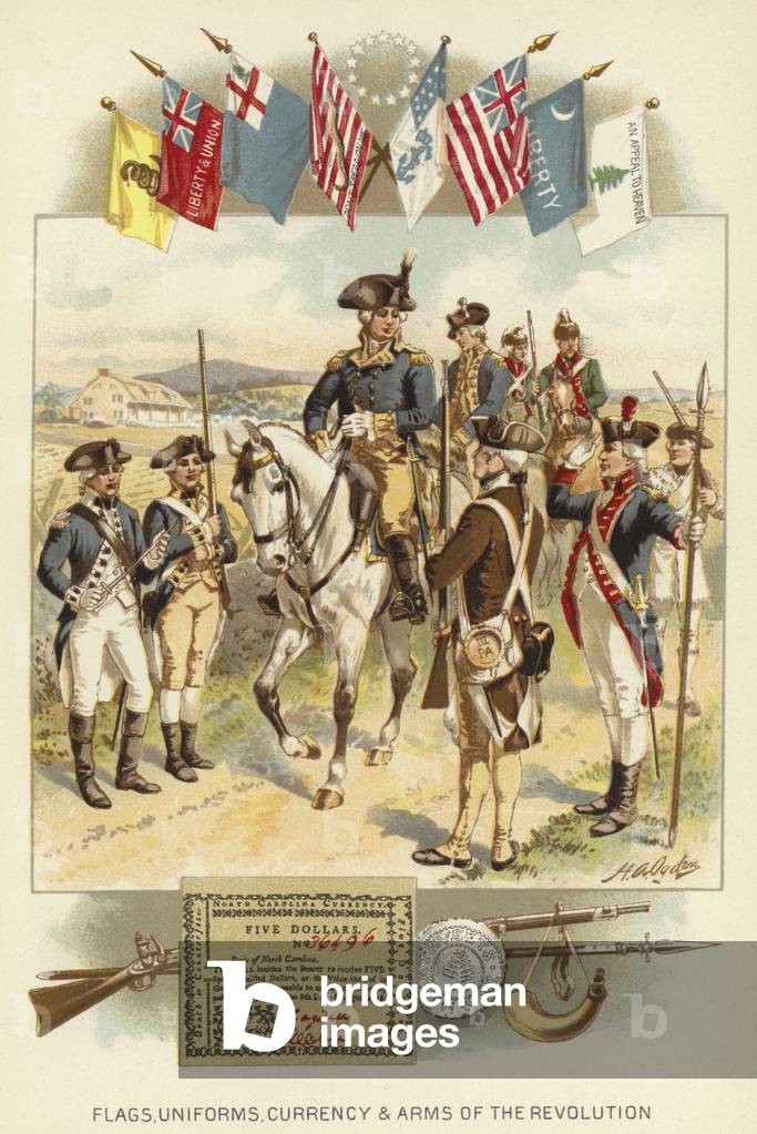 Flags, Uniforms, Currency and Arms of the Revolution (colour litho)