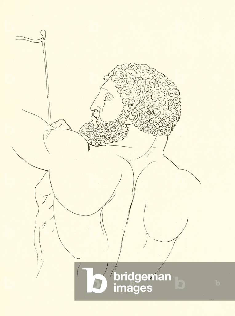 Hercules, full of dignity, strength and valour, calmly destroying the Stymphalades (engraving)