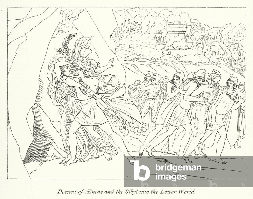 Descent of Aeneas and the Sibyl into the Lower World (litho)
