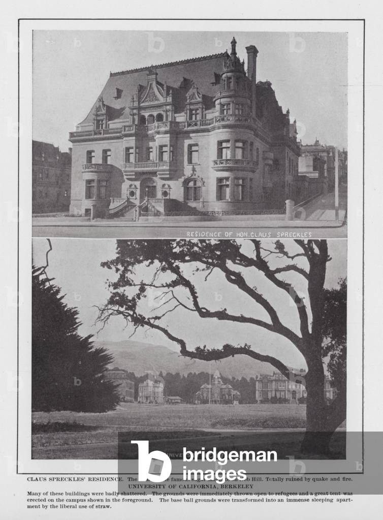 San Francisco: Claus Spreckles' Residence; University of California, Berkeley (b/w photo)