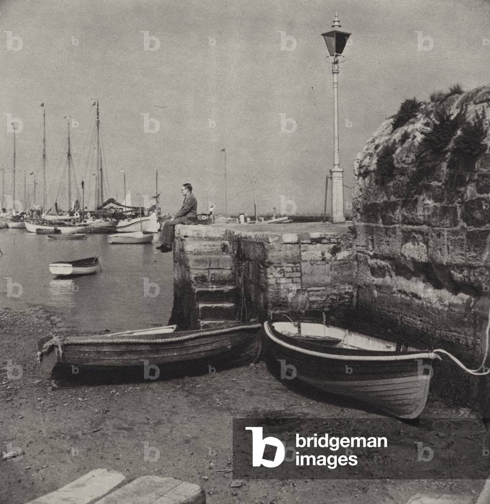 Isle of Wight: Yarmouth, the harbour (b/w photo)