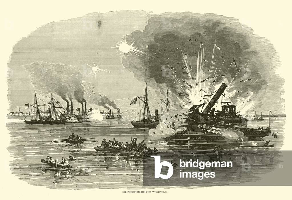Destruction of the Westfield, January 1863 (engraving)