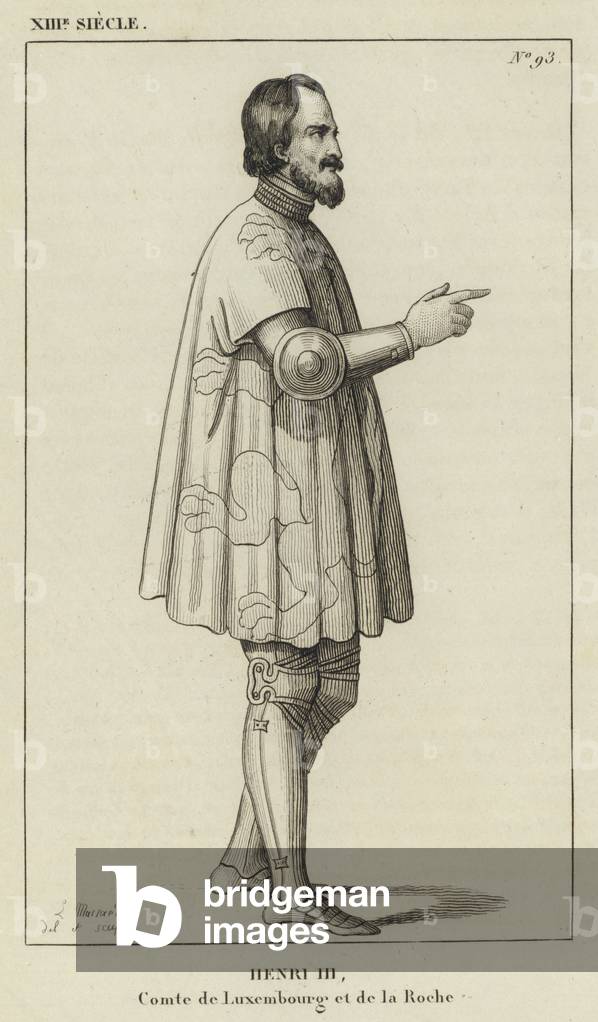 XIII Siecle, Henri III, Comte de Luxembourg et de la Roche (engraving)