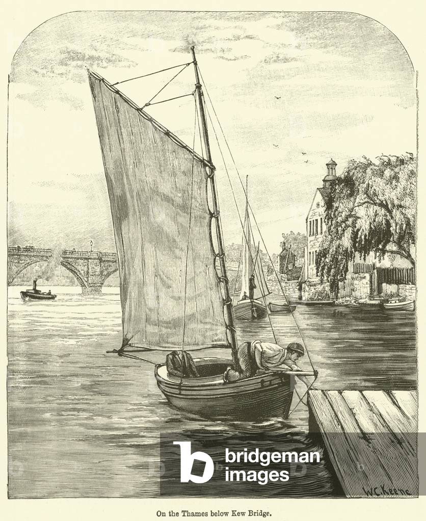 On the Thames below Kew Bridge (engraving)