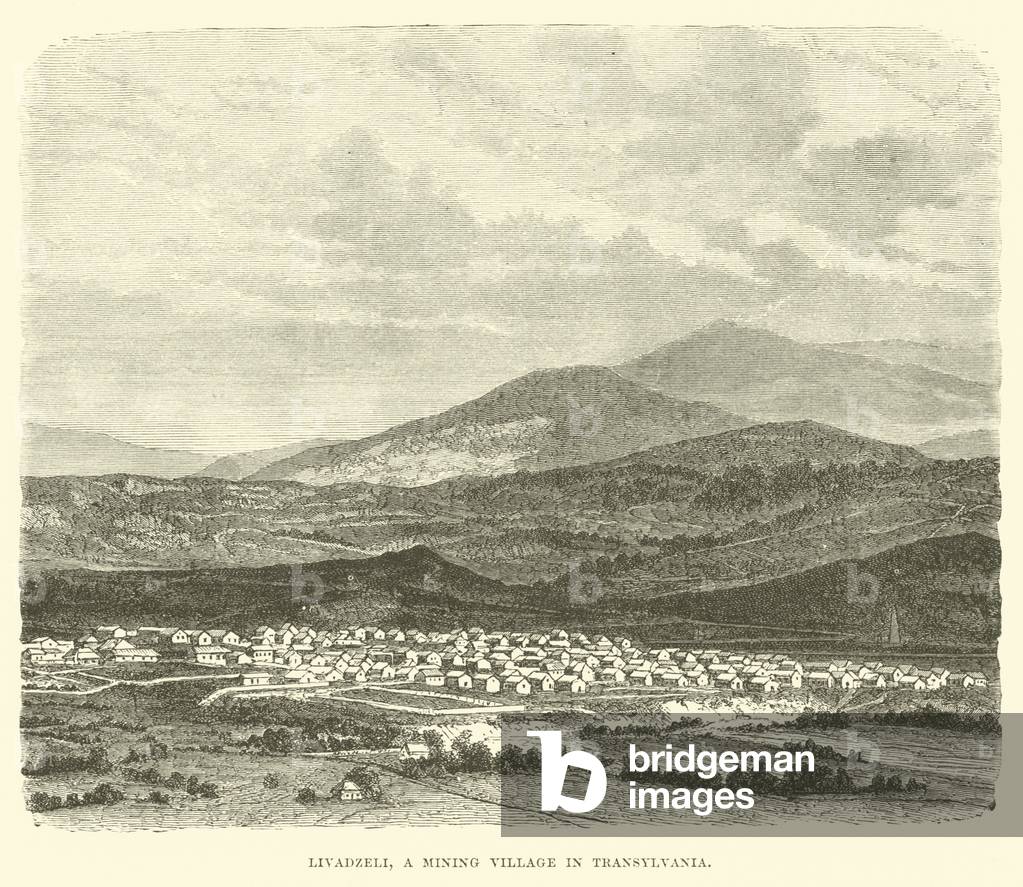 Livadzeli, a mining village in Transylvania (engraving)