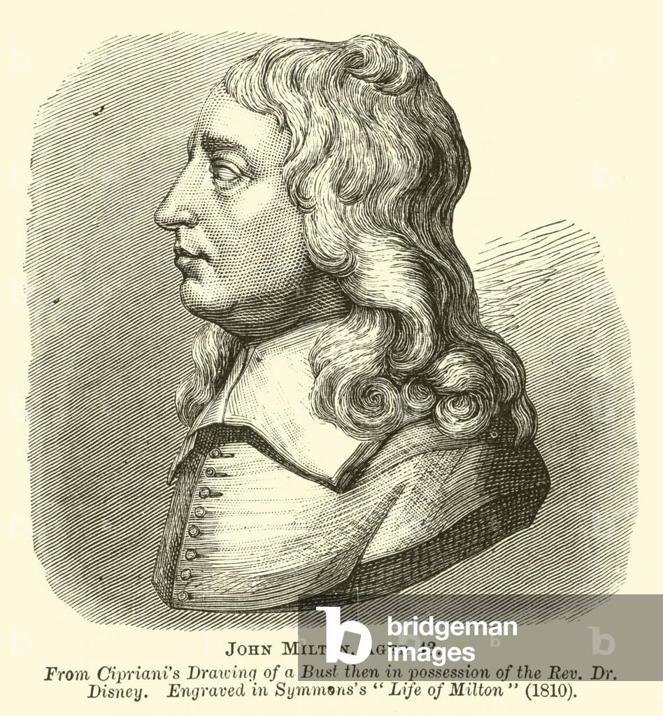 John Milton, aged 43 (engraving)
