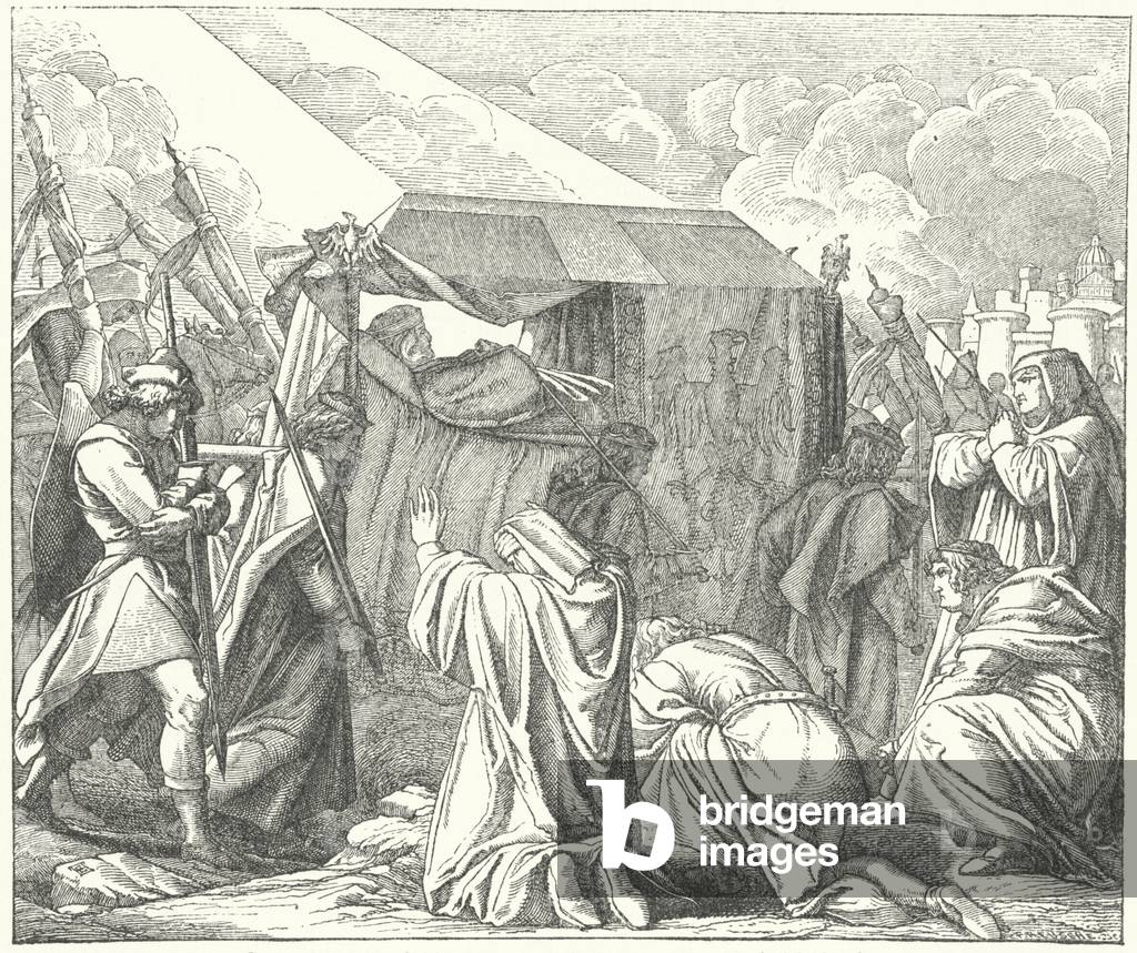 The body of the Holy Roman Emperor Henry VII is taken to Pisa for burial (engraving)