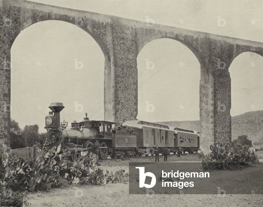 Aqueduct at Queretaro, Mexico (b/w photo)