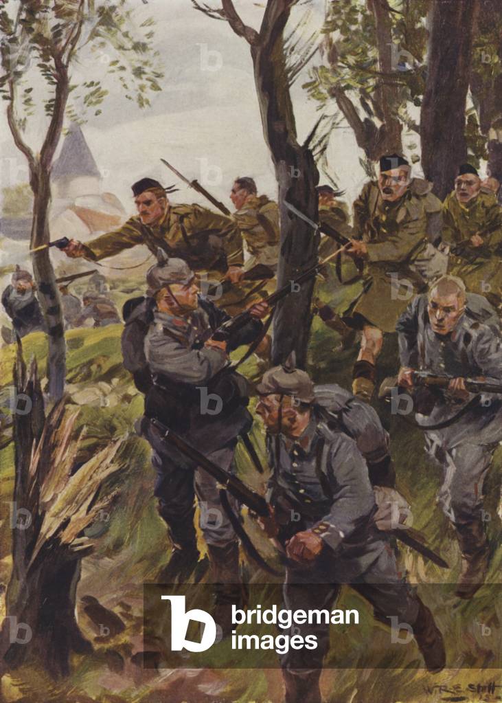 The Seaforth Highlanders rout the enemy (colour litho)