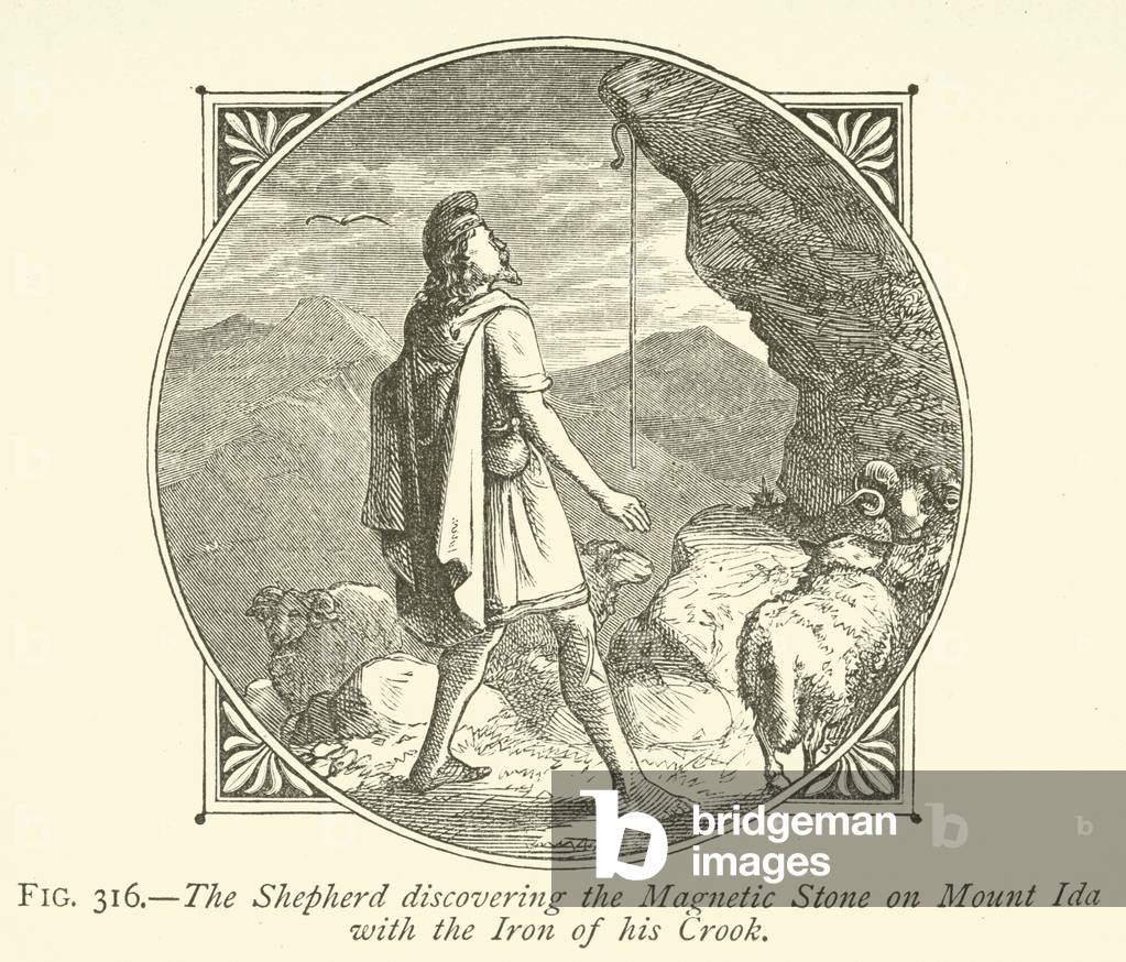 The Shepherd discovering the Magnetic Stone on Mount Ida with the Iron of his Crook (engraving)