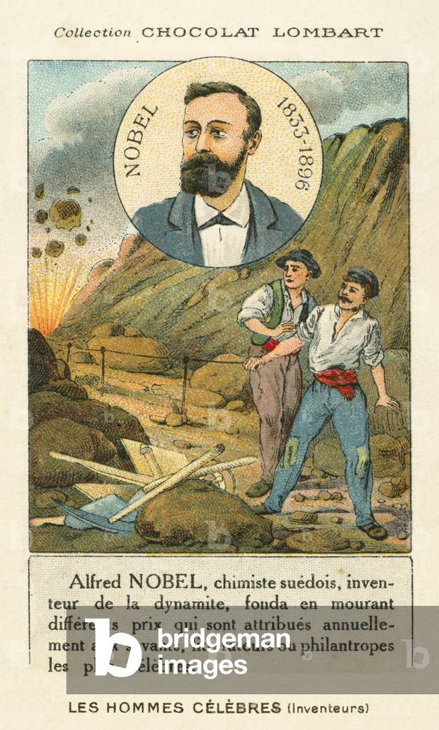 Alfred Nobel, Swedish chemist and industrialis who invented dynamite (chromolitho)