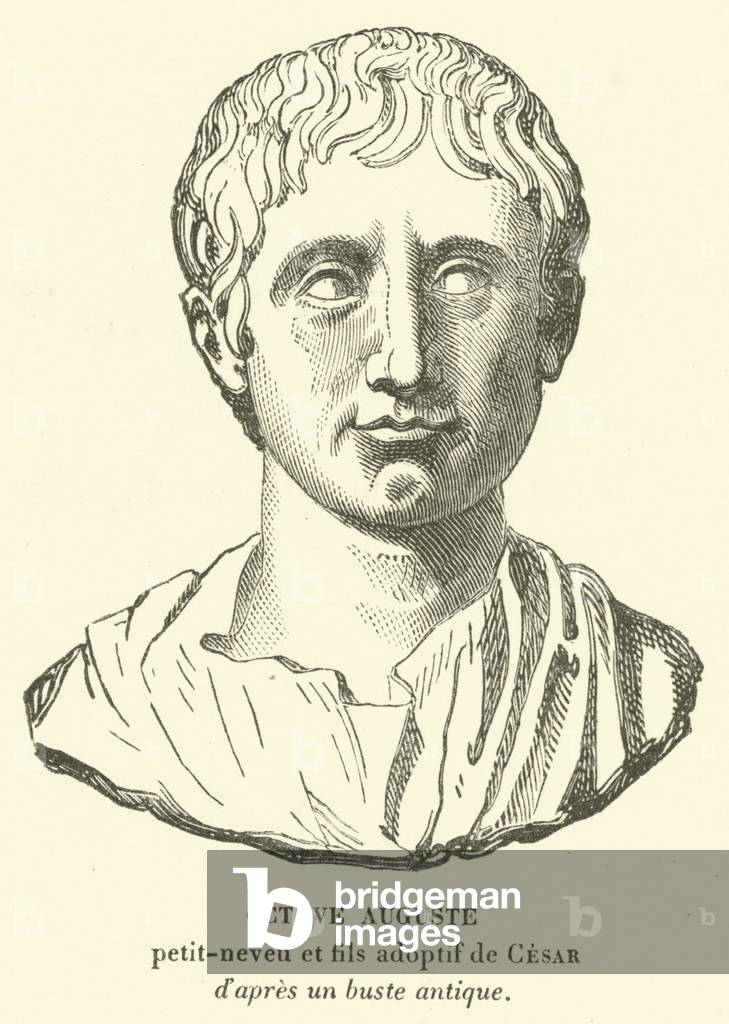Octavian Augustus, great-nephew and adopted son and heir of Julius Caesar (engraving)