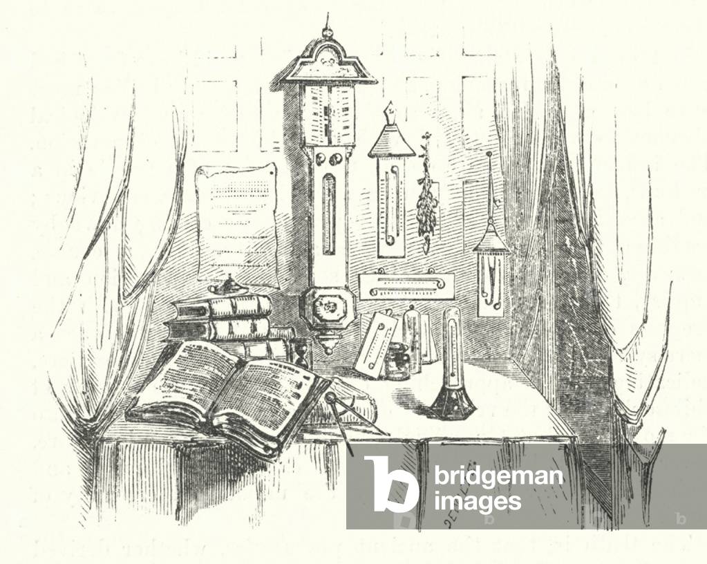 Tools for weather forecasting (engraving)
