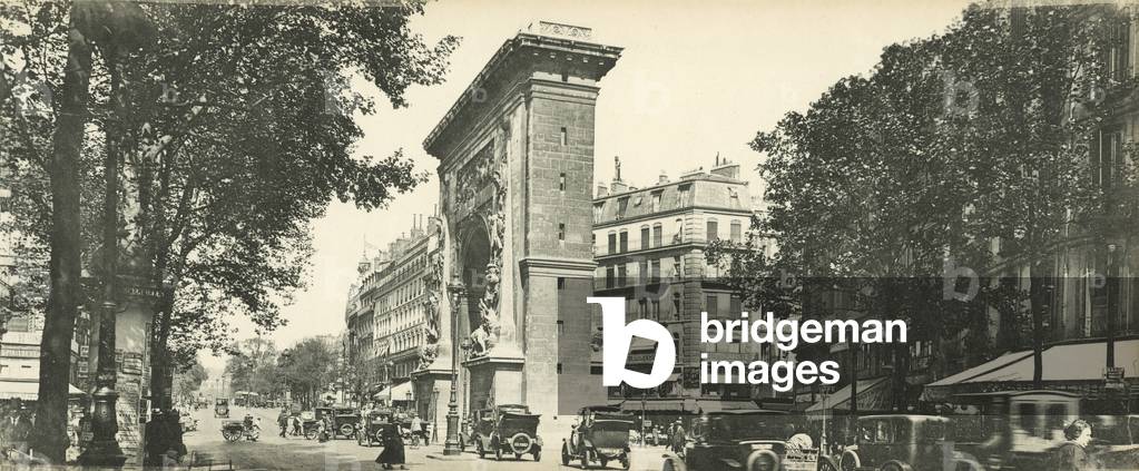 Paris, Perspective des Grands Boulevards, La Porte St-Denis, Perspective of the Great Boulevards, St-Denis Gate (b/w photo)