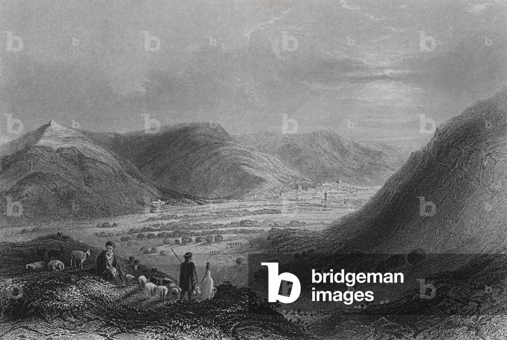 Mount Gerizim and the Vale of Nablous, from Mount Ebal (engraving)