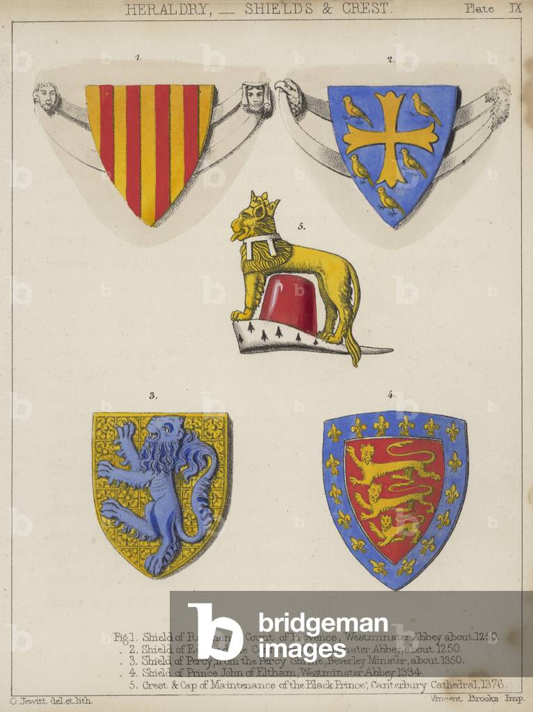 Heraldry, Shields and Crest (colour litho)