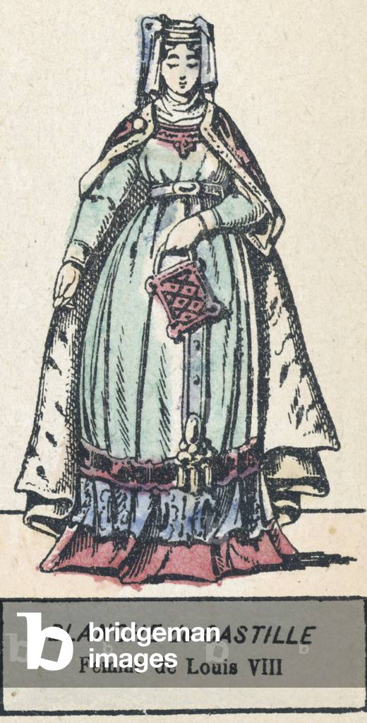 Blanche de Castille, Femme de Louis VIII (coloured engraving)