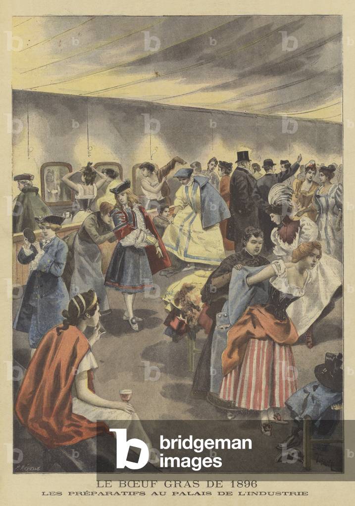 Procession of the Fatted Ox in Paris, 1896 (colour litho)