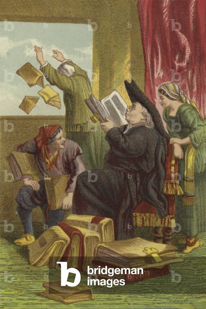 Destruction of Don Quixote's Library (chromolitho)