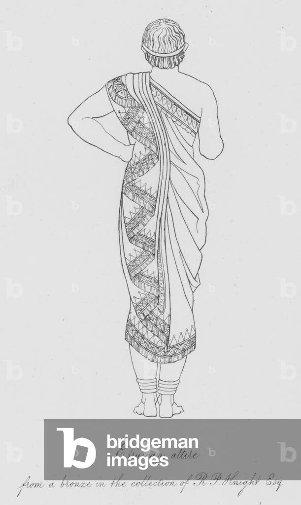 Etruscan attire, from a bronze in the collection of R P Knight, Esquire (engraving)