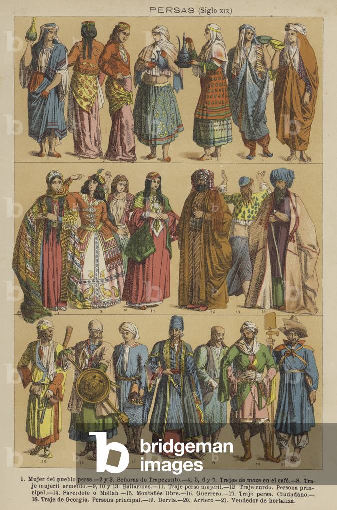 Persas, Siglo XIX (colour litho)