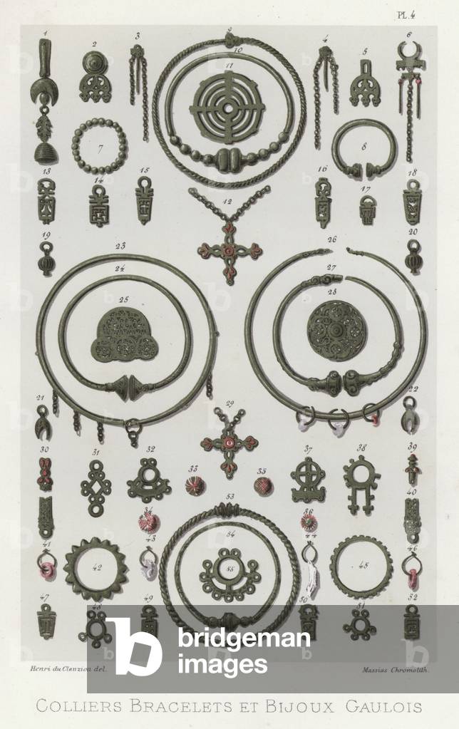 Colliers Bracelets et Bijoux Gaulois (colour litho)