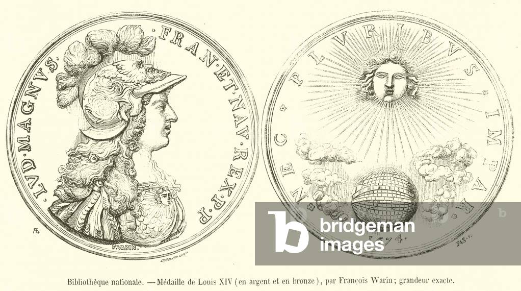 Bibliotheque nationale, Medaille de Louis XIV, en argent et en bronze (engraving)