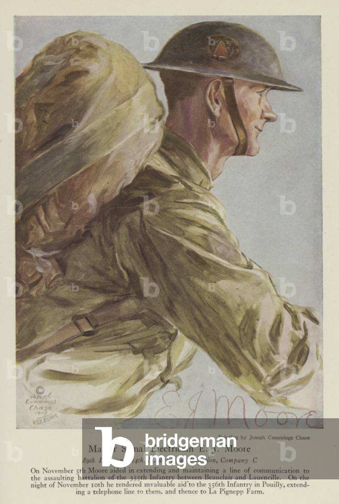 Master Signal Electrician E J Moore, American soldier (colour litho)