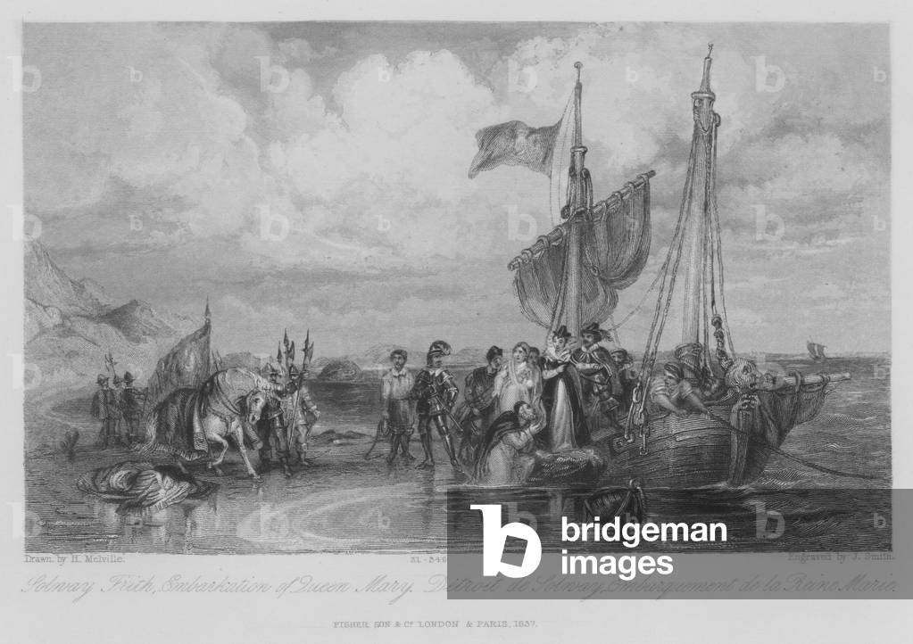 Solway Frith, Embarkation of Queen Mary (engraving)