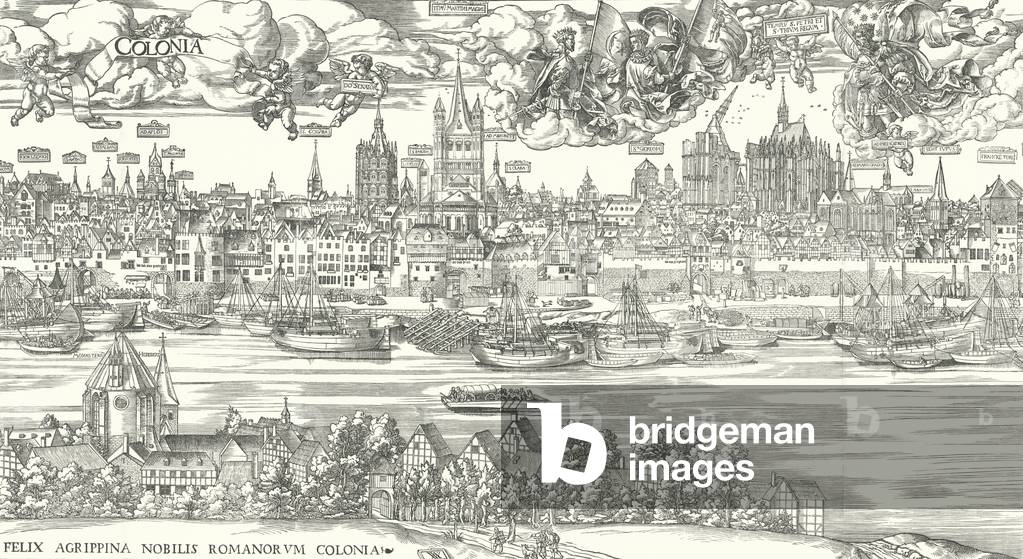 View of life on the river Rhine in Cologne, 1531 (engraving)