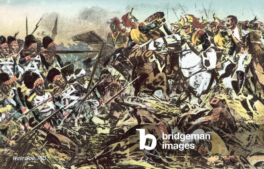 Waterloo 1815, End of the battle of Ligny (colour litho)