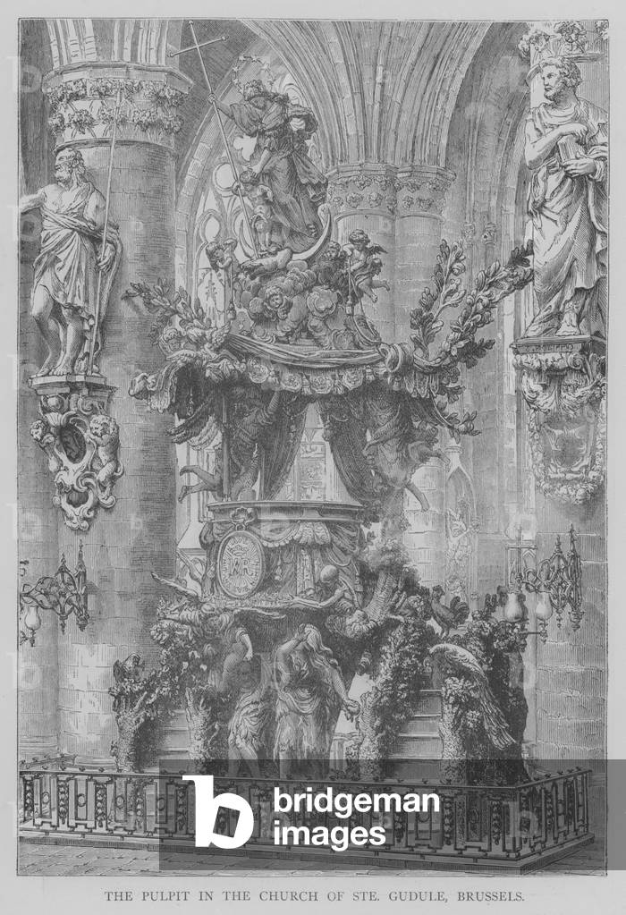 The Pulpit in the Church of Ste Gudule, Brussels (engraving)